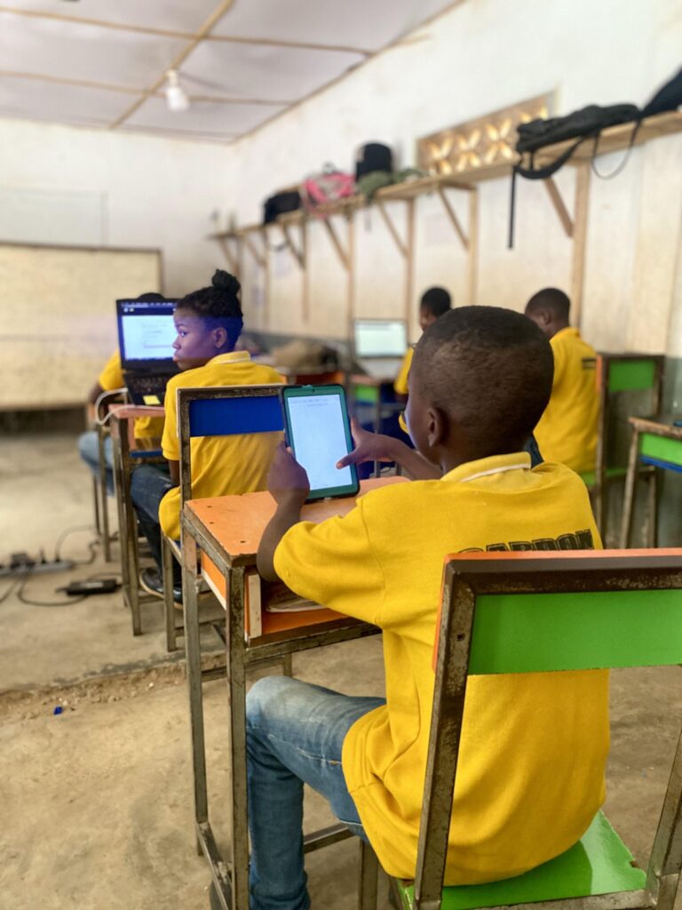 First term examination - students infront of their devices