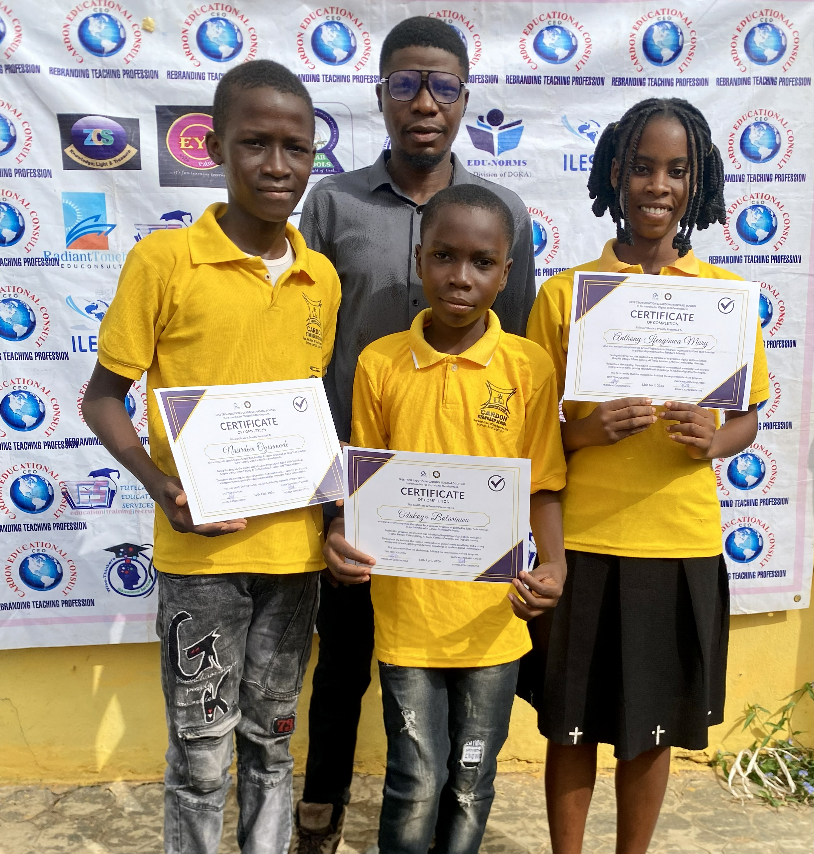 Awarding certificates to our students after completing the Tech Seminar program
