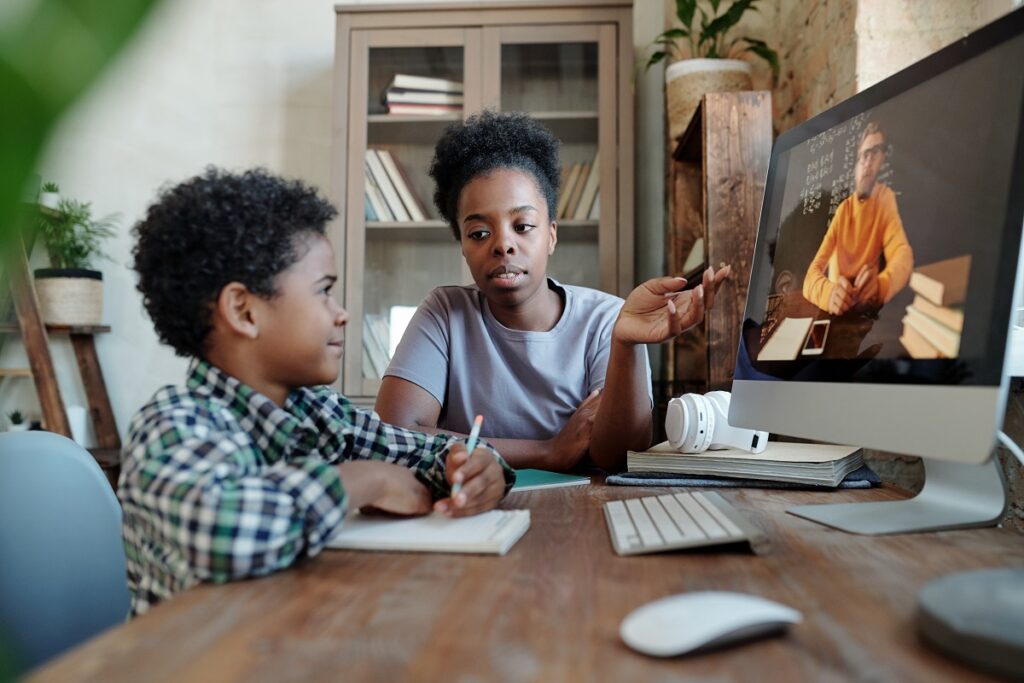 Parent and child building with the help of tech
