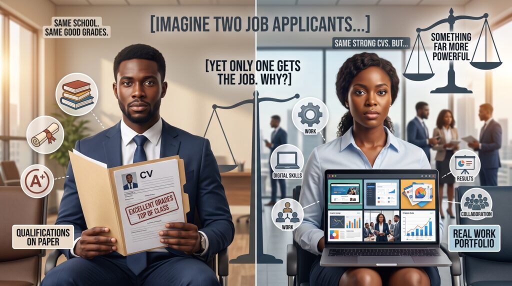Two Applicants - One with CV the other shows her portfolio