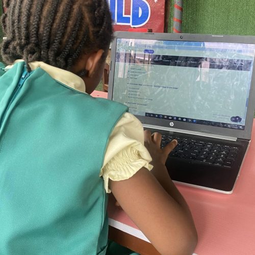 First term examination - student infront of a laptop