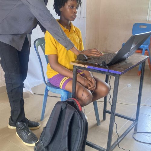 First term examination - student infront of a laptop