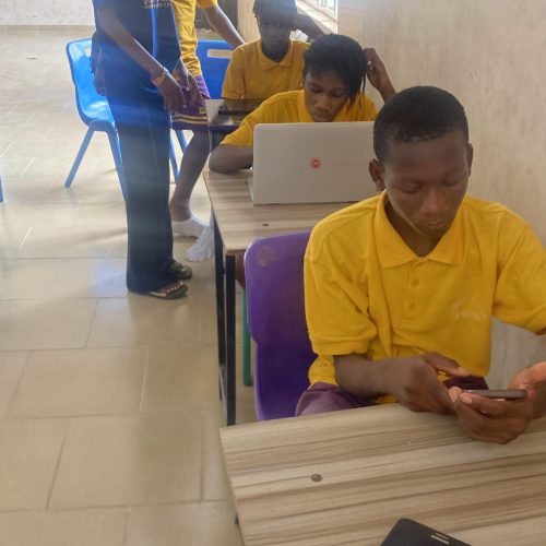 First term examination - student infront of their devices